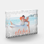 Elegante TROUWdag Fotoblokken<br><div class="desc">Dit charmante fotoblok bevat het woord ALOHA in een prachtig schrift van ELKE KLEUR omlijst met een witte hibiscus rand die verwijderd kan worden. Maak voor familiegeschenken of voor jezelf. Verander het woord ALOHA in alles of verwijder het.</div>
