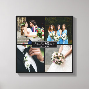 Elegante trouwdag fotocollage canvas afdruk