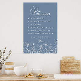 Elegante Trouwdag met Wilde Bloemen en Maagdenpalm Poster