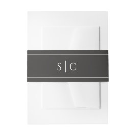 Elegante Trouwdag Moderne Monogram Zachte Zwart & Uitnodigingen Wikkel
