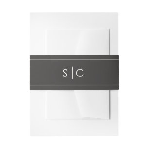 Elegante Trouwdag Moderne Monogram Zachte Zwart & Uitnodigingen Wikkel