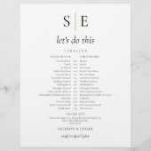 Elegante Trouwdag Schema Tijdlijn Monogram (Voorkant)