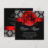 Elegante trouwdamast rode roos Kerstmis Kaart (Voorkant / Achterkant)