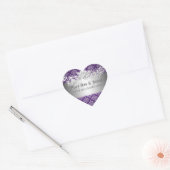 Elegante trouwdatum Barok bloeit Paarse Hart Sticker (Envelop)