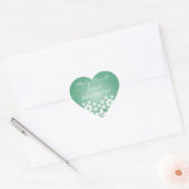 Elegante trouwdatum Bloemig Hart Mint Groen Hart Sticker (Envelop)