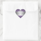 Elegante trouwdatum Fleur de Lis Paarse Hart Sticker (Tas)