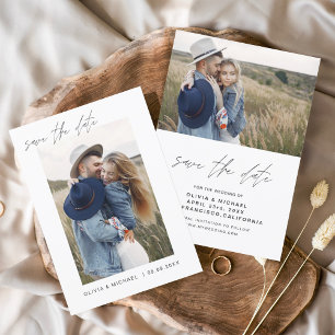 Elegante trouwdatum foto minimalist save the date