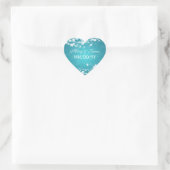 Elegante trouwdatum Kersenbloesem Blauw Hart Sticker (Tas)