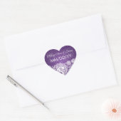 Elegante trouwdatum Paisley Kant Paarse Hart Sticker (Envelop)