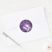 Elegante trouwdatum Tortelduifjes Paarse Ronde Sticker (Envelop)