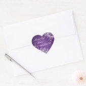 Elegante trouwdatum wervelt Paarse Hart Sticker (Envelop)
