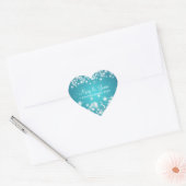 Elegante trouwdatum Winter Sparkle Blue Heart Hart Sticker (Envelop)
