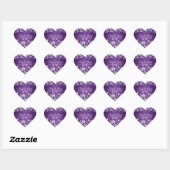 Elegante trouwdatum Winter Sparkle Paarse hart Hart Sticker (Vel)