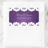 Elegante trouwdatum wit kant Paarse Rechthoekige Sticker (Tas)