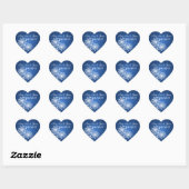 Elegante trouwdatum zomer sparkle saffier blauw hart sticker (Vel)