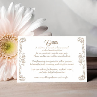 Elegante trouwdetails kaart – Groene Roos Filigree