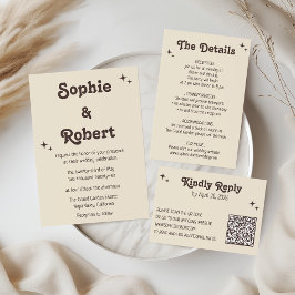 Elegante trouwdetails met retrotypografie informatiekaartje