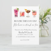 Elegante Trouwdouche & Verloving Cocktail Kaart (Staand voorkant)