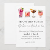 Elegante Trouwdouche & Verloving Cocktail Kaart (Voorkant / Achterkant)