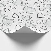 Elegante Trouwduiven met Harten Witte Naadloze  Cadeaupapier (Hoek)
