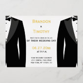 Elegante trouwekaartjes met goud folie voor homose folie uitnodiging (Voorkant)