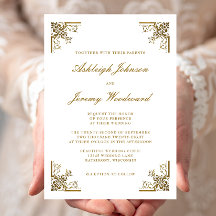 Elegante trouwelementen met gouden schrift en vers
