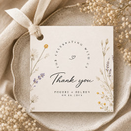 Elegante Trouwfavoriet met Wilde Bloemen Bedankjes Labels