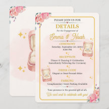 Elegante trouwfeest details kaart met bloemen