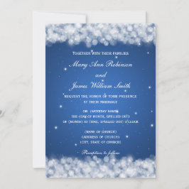 Elegante Trouwfeest Glans Blauw Kaart