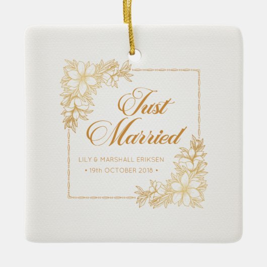 Elegante Trouwfeest Keramiek Ornament | Net Getrou (Voorkant)