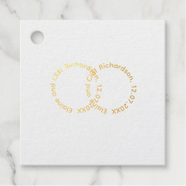 Elegante trouwfeest, met gouden geschreven namen,  bedankjes labels