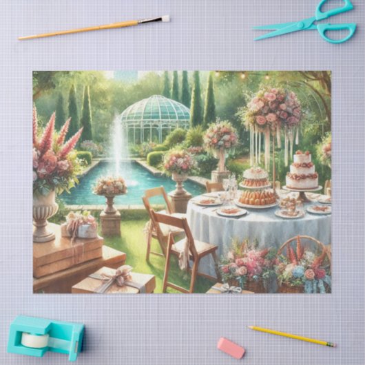 Elegante Trouwfeest Tafel Geschenken Bloemen Tissuepapier (Craft)