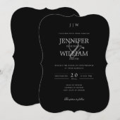 Elegante Trouwfeest Zwart Monogram Kaart (Voorkant / Achterkant)