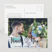 Elegante trouwfoto bedankt briefkaart (Voorkant / Achterkant)