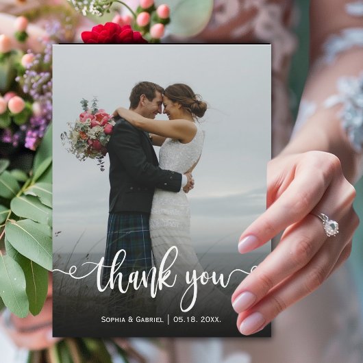 Elegante Trouwfoto Bedankt Magnetische Kaart