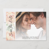 Elegante trouwfoto Bloemen Waterverf Save The Date (Voorkant)