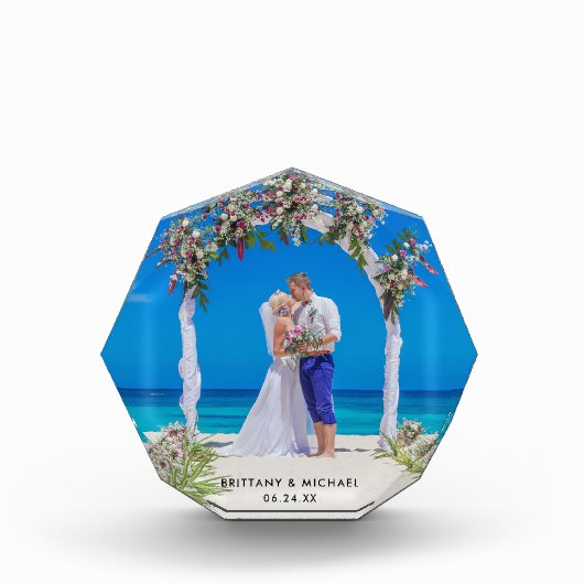 Elegante trouwfoto bruid bruidegom fotoblok (Voorkant)