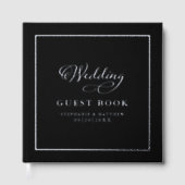 Elegante trouwfoto Chic Calligraphy Echt Zilver Gastenboek (Voorkant)