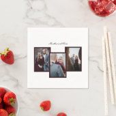 Elegante Trouwfoto Collage Custom 3 Foto Servet (Insitu)