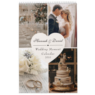 Elegante trouwfoto collage pasgetrouwden 2026 kalender