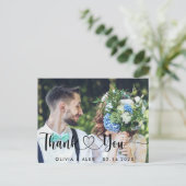 Elegante Trouwfoto Dank Briefkaart (Staand voorkant)