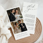 Elegante trouwfoto dank u kaart met script