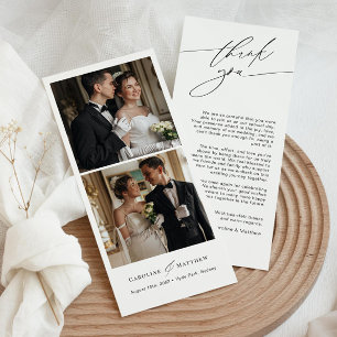 Elegante trouwfoto dank u kaart met script