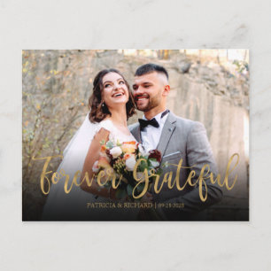 Elegante trouwfoto Dankjewel voor altijd dankbaar Briefkaart
