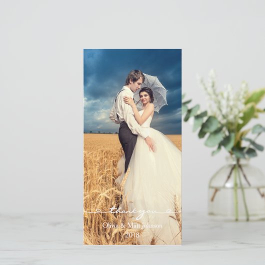 Elegante trouwfoto dankkaart bedankkaart (Staand voorkant)
