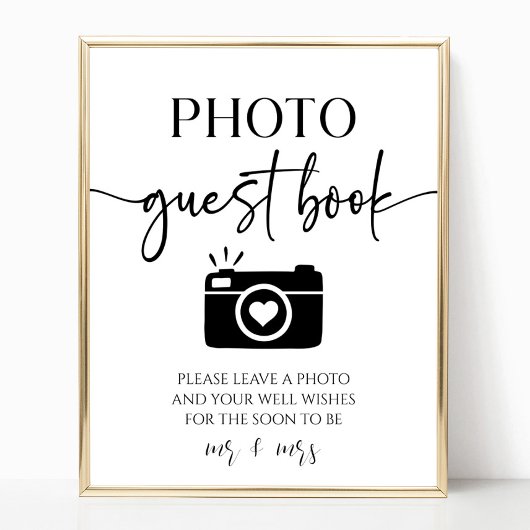 Elegante trouwfoto gastenboek tafel teken poster