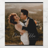 Elegante trouwfoto gepersonaliseerd aangepaste scr wijn etiket (Enkel label)