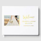 Elegante trouwfoto Gold Foil Welkom Gastenboek (Voorkant)