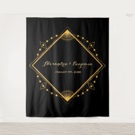 Elegante trouwfoto goud diamanten fotocabine achte wandkleed