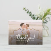 Elegante trouwfoto handgeschreven bedankkaart (Staand voorkant)